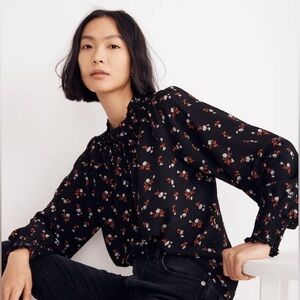 Madewell Embroidered Smockneck Top - Tossed Floral